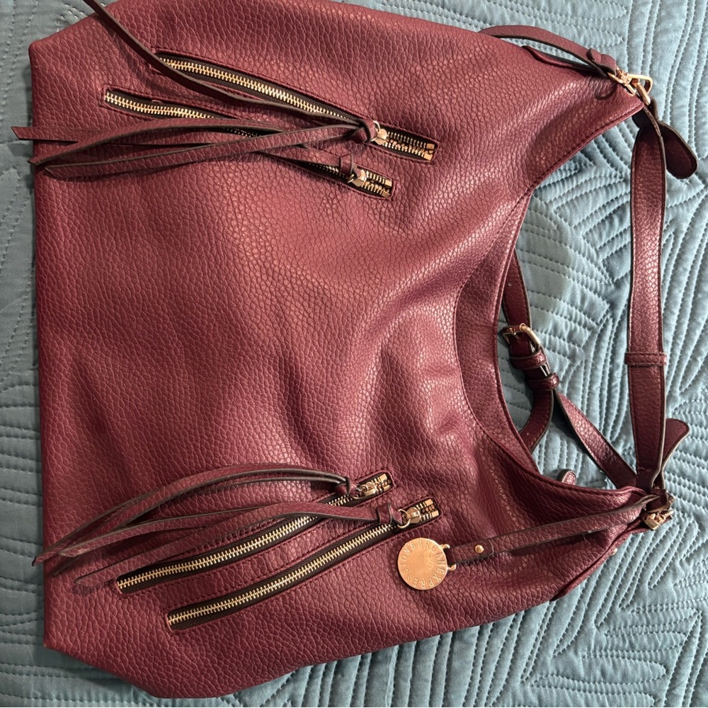 Urban Expressions Burgundy Shoulder Bag with Tassels